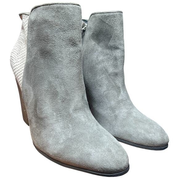 GUESS Cardio Women's 8.5 Ankle Boot Gray Lizard Suede Zip Leather Bootie - Picture 7 of 14